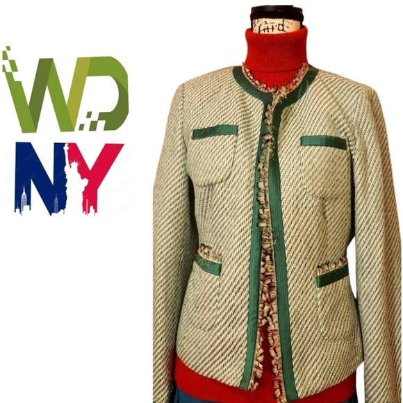 🧧Perfect NWT WD*NY Feather Trim Blazer🧊TRENDING - Picture 1 of 6